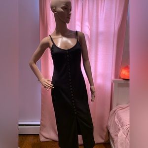 Black midi dress with button detail